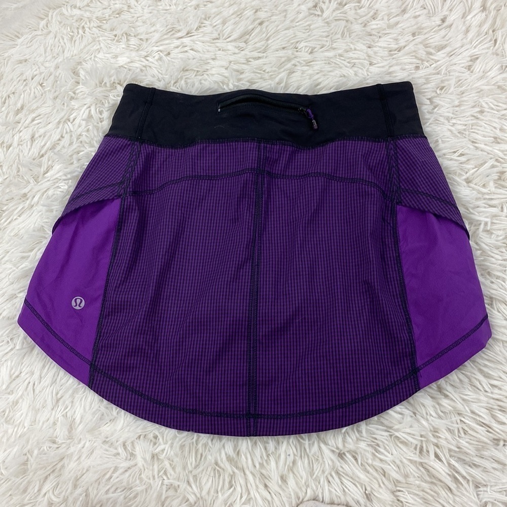 Lululemon Full Stride Skirt (Tall) Eighth Gingham Tender Violet Black / Black - Picture 5 of 8